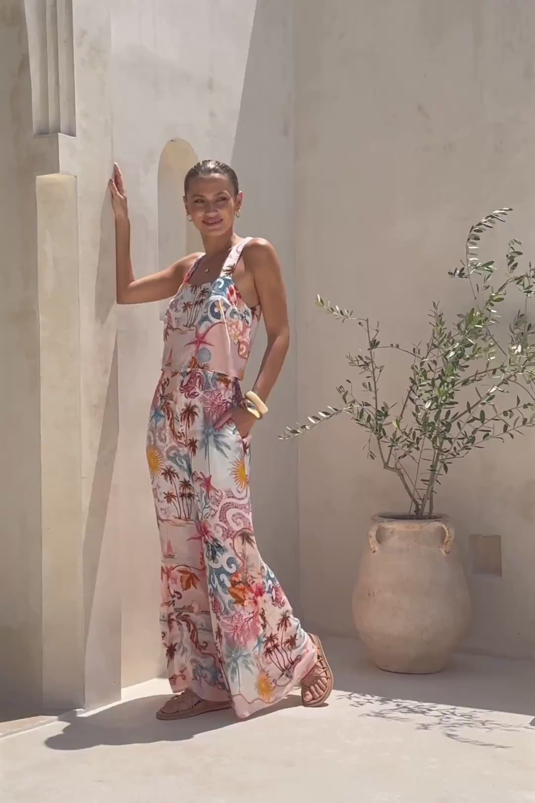 Lumeia Pink Tropical Jumpsuit Lumeia Pink Tropical Jumpsuit