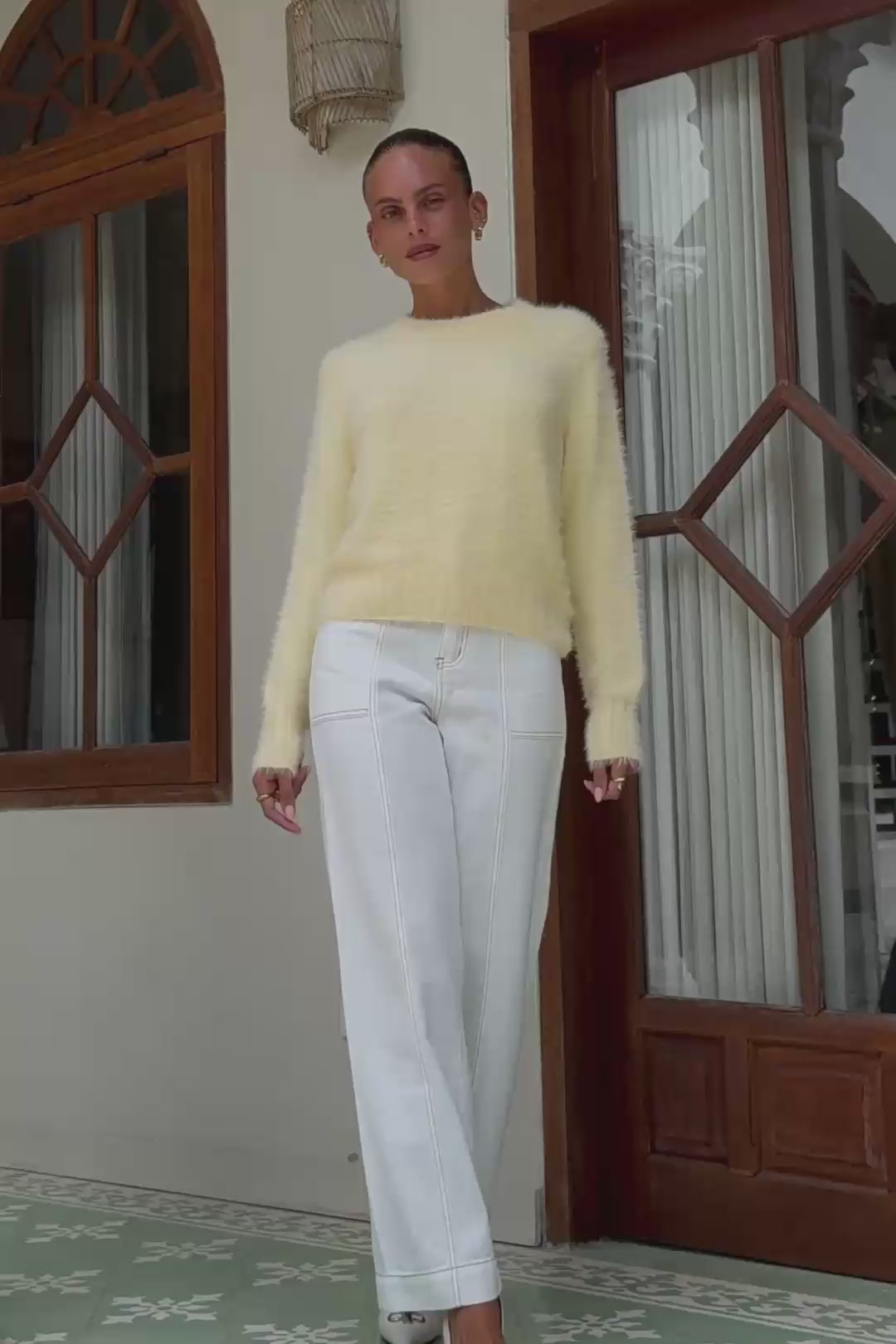 Jase Yellow Fluffy Knit Sweater Jase Yellow Fluffy Knit Sweater