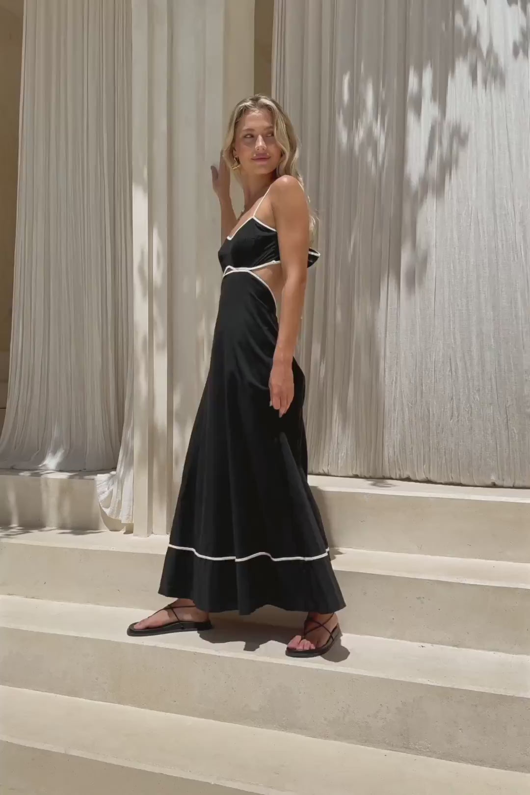 Aris Black Tie Back Maxi Dress Aris Black Tie Back Maxi Dress