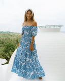 Tatiana Blue Floral Boho Tiered Maxi Dress Tatiana Blue Floral Boho Tiered Maxi Dress