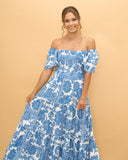 Tatiana Blue Floral Boho Tiered Maxi Dress Tatiana Blue Floral Boho Tiered Maxi Dress