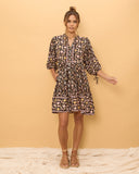 Laila Black Floral Boho Button Down Mini Dress Laila Black Floral Boho Button Down Mini Dress