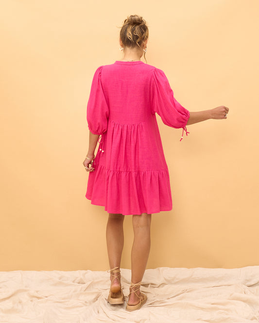 Yeva Pink Button Down Mini Dress