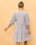 Raleigh Grey Stripe Button Down Mini Dress Raleigh Grey Stripe Button Down Mini Dress
