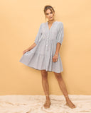 Raleigh Grey Stripe Button Down Mini Dress Raleigh Grey Stripe Button Down Mini Dress