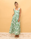 Viridiana Green Floral Tiered Midi Dress Viridiana Green Floral Tiered Midi Dress