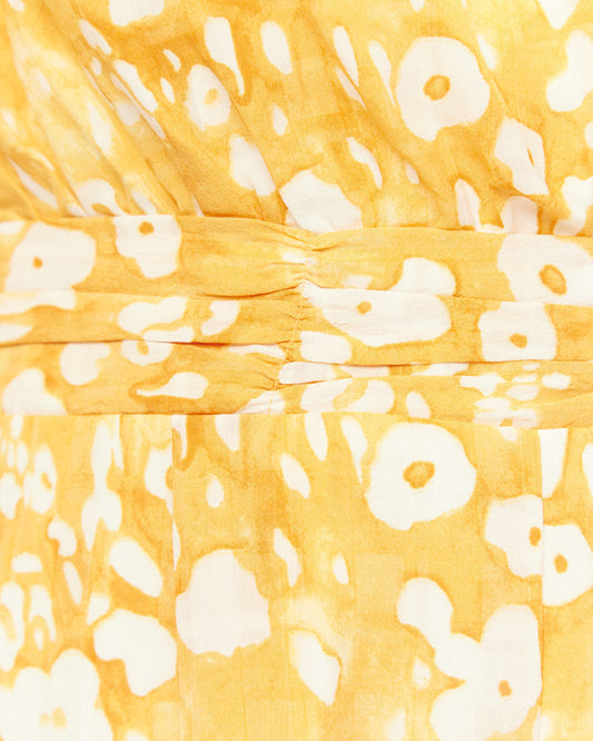 Close up of the paige yellow floral playsuit