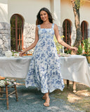 Rosette Blue Floral Tiered Midi Dress