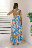 Calia Blue Floral Tiered Midi Dress