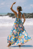 Calia Blue Floral Tiered Midi Dress