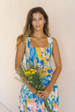 Calia Blue Floral Tiered Midi Dress
