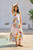 Tutti Blue Tropical Tiered Midi Dress