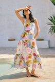 Tutti Blue Tropical Tiered Midi Dress