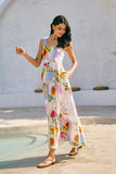 Tutti Blue Tropical Tiered Midi Dress