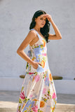 Tutti Blue Tropical Tiered Midi Dress