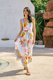 Tutti Blue Tropical Tiered Midi Dress