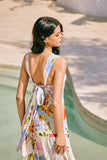 Tutti Blue Tropical Tiered Midi Dress