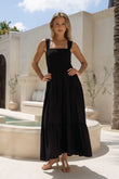 Myah Black Tiered Maxi Dress