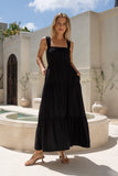 Myah Black Tiered Maxi Dress