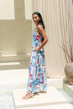 Lulu Blue Tropical Tiered Maxi Dress