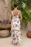 Aeliana Multicolour Tropical Tiered Maxi Dress