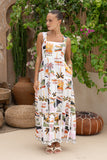 Aeliana Multicolour Tropical Tiered Maxi Dress