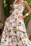 Aeliana Multicolour Tropical Tiered Maxi Dress