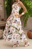 Aeliana Multicolour Tropical Tiered Maxi Dress