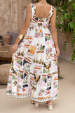 Aeliana Multicolour Tropical Tiered Maxi Dress