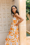 Acacia Orange Floral Tiered Maxi Dress