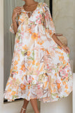 Lillian Orange Floral Midi Dress