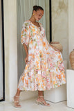 Lillian Orange Floral Midi Dress