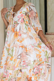 Lillian Orange Floral Midi Dress