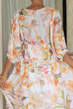 Lillian Orange Floral Midi Dress