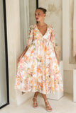 Lillian Orange Floral Midi Dress