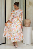 Lillian Orange Floral Midi Dress