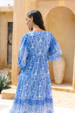 Saphira Blue Boho Midi Dress