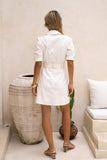 Chloe White Button Down Belted Mini Dress