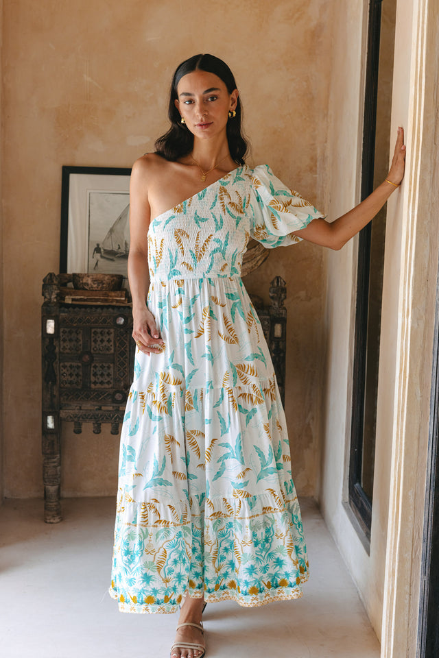 Saphira Blue Boho Midi Dress