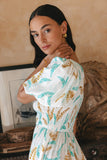 Wisteria Blue Tropical Boho One Shoulder Midi Dress