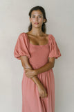 Giselle Terracotta Pink Puff Sleeve Jumpsuit