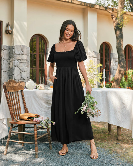 Giselle Black Puff Sleeve Jumpsuit