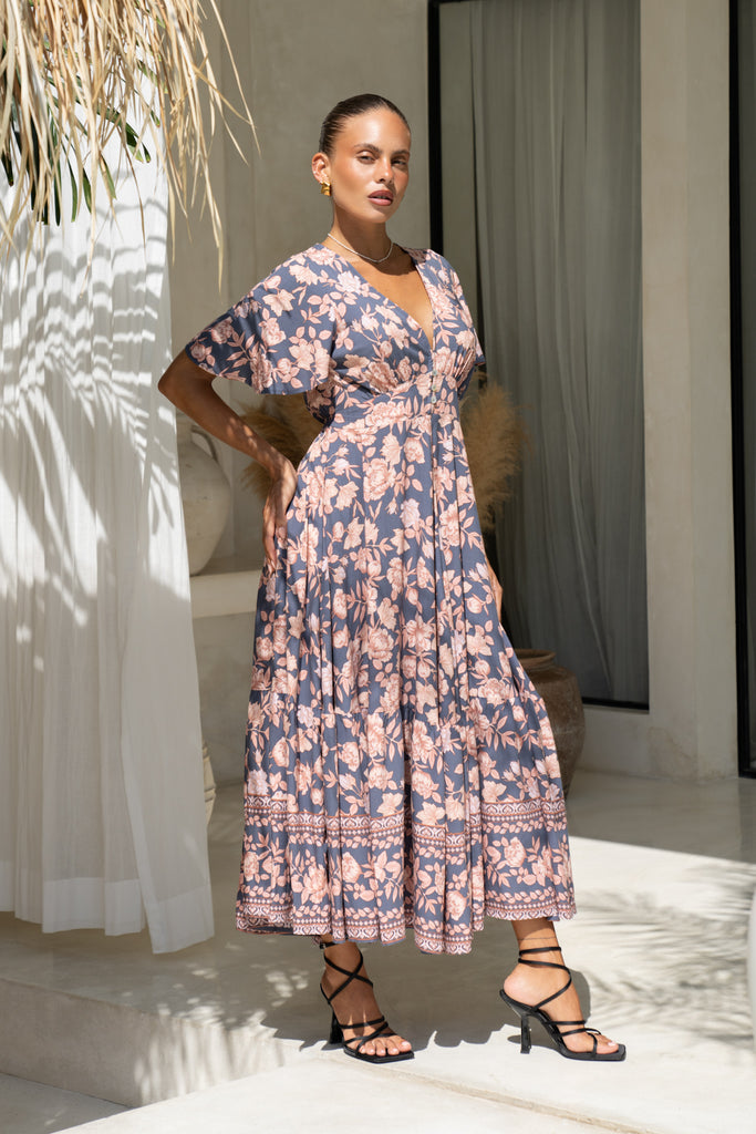 Deep Sweetheart Neck Empire Boho Dresses Peach Plus Size