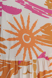 Tropicana Pink Orange Abstract V-Neck Midi Dress
