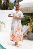 Amelisse Pink Floral V-Neck Midi Dress