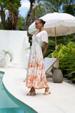 Amelisse Pink Floral V-Neck Midi Dress