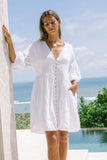 Luca White Button Down Mini Dress