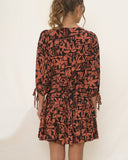 Maple Rust Black Abstract Mini Dress