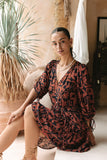 Maple Rust Black Abstract Mini Dress