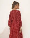 Ember Red Boho Button Down Maxi Dress